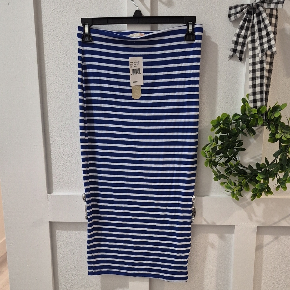 GB Girls Blue and White Striped Pencil Skirt